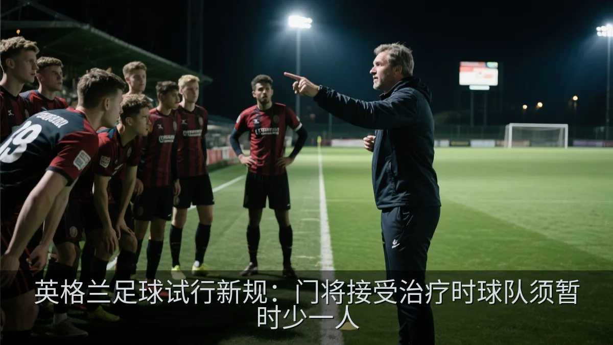 足球教练在场边向球员进行战术指示的比赛场景